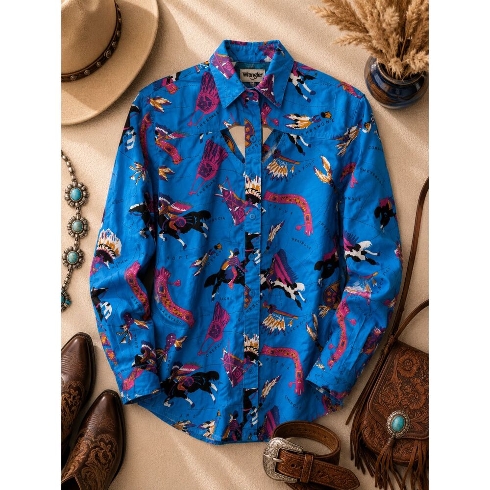 Ranch Town Blouse Women Small Native Tribal Embroidered Western Vintage  (384m